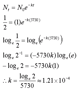 half life of carbon 14 equation