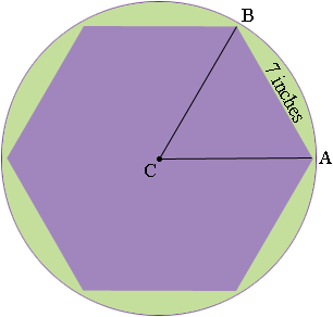 hexagon inscribed in a circle