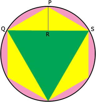 circle, triangle and hexagon