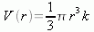 V(r) = {1 over 3} %pi r^3 k
